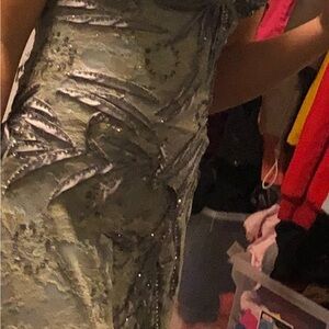 Grey lace and sequin prom dress xs